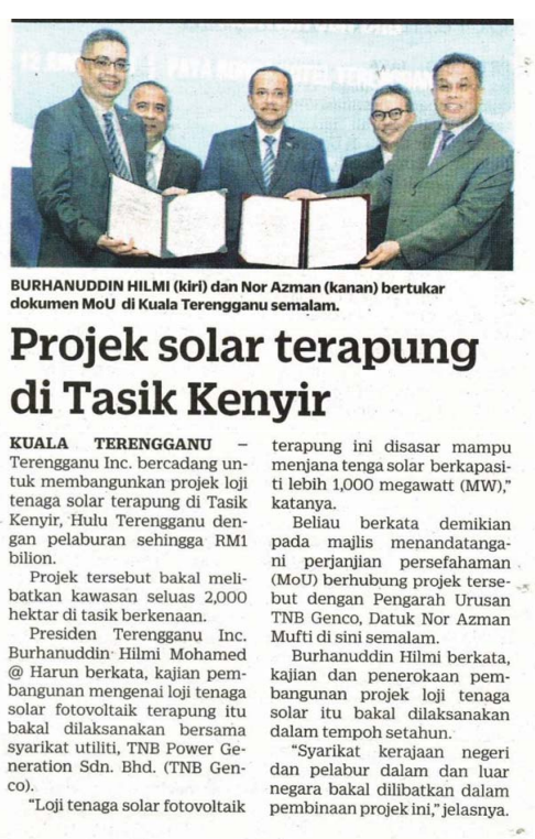 Projek Solar Terapung Di Tasik Kenyir Tnb Genco