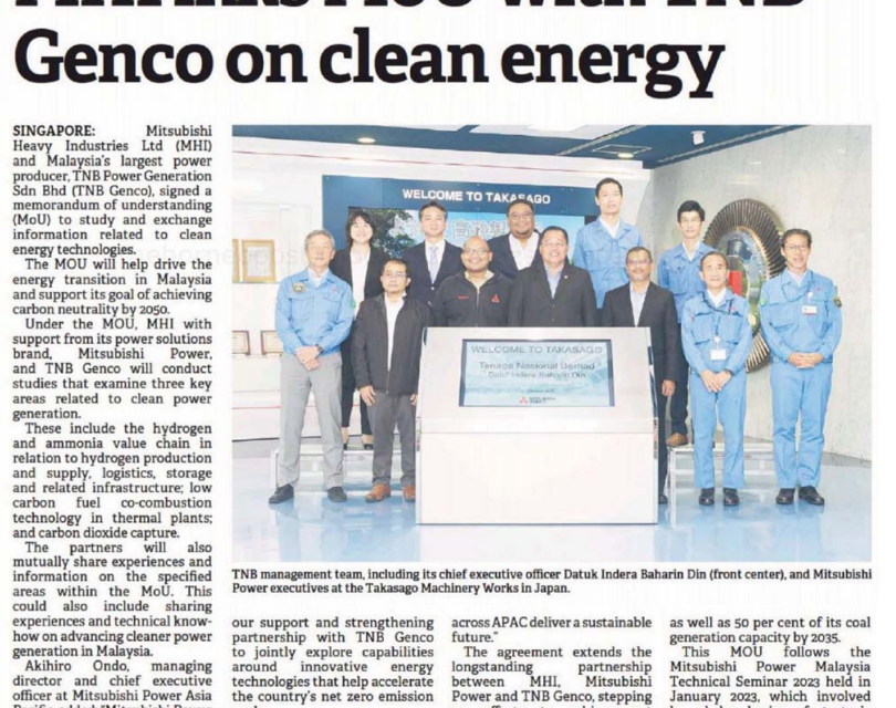 MHI inks MoU with TNB Genco on clean energy