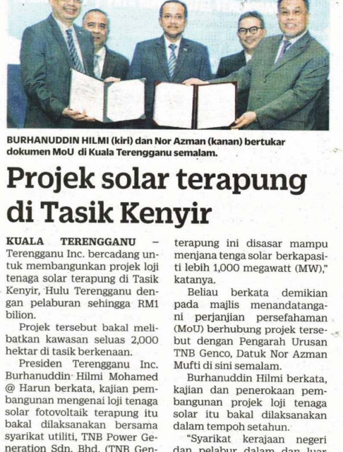 Projek solar terapung di Tasik Kenyir