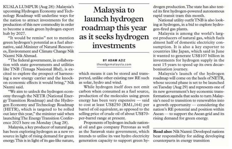 Malaysia to Launch Hydrogen Roadmap This Year as it seeks Hydrogen Investment