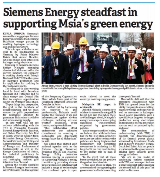 Siemens Energy steadfast in  supporting Msia’s green energy